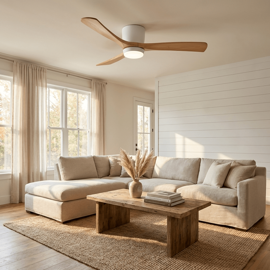 Ventilador De Techo Moderno De Madera - LED Integrado