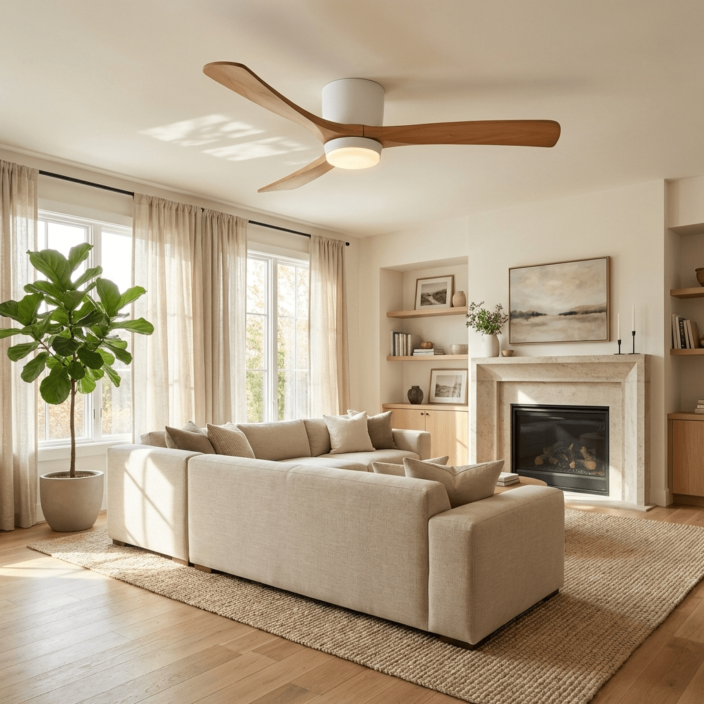 Ventilador De Techo Moderno De Madera - LED Integrado