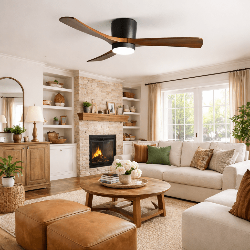 Ventilador De Techo Moderno De Madera - LED Integrado