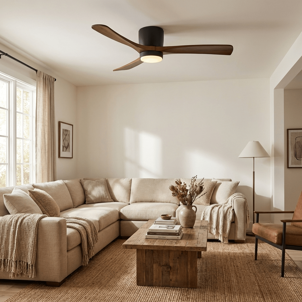 Ventilador De Techo Moderno De Madera - LED Integrado