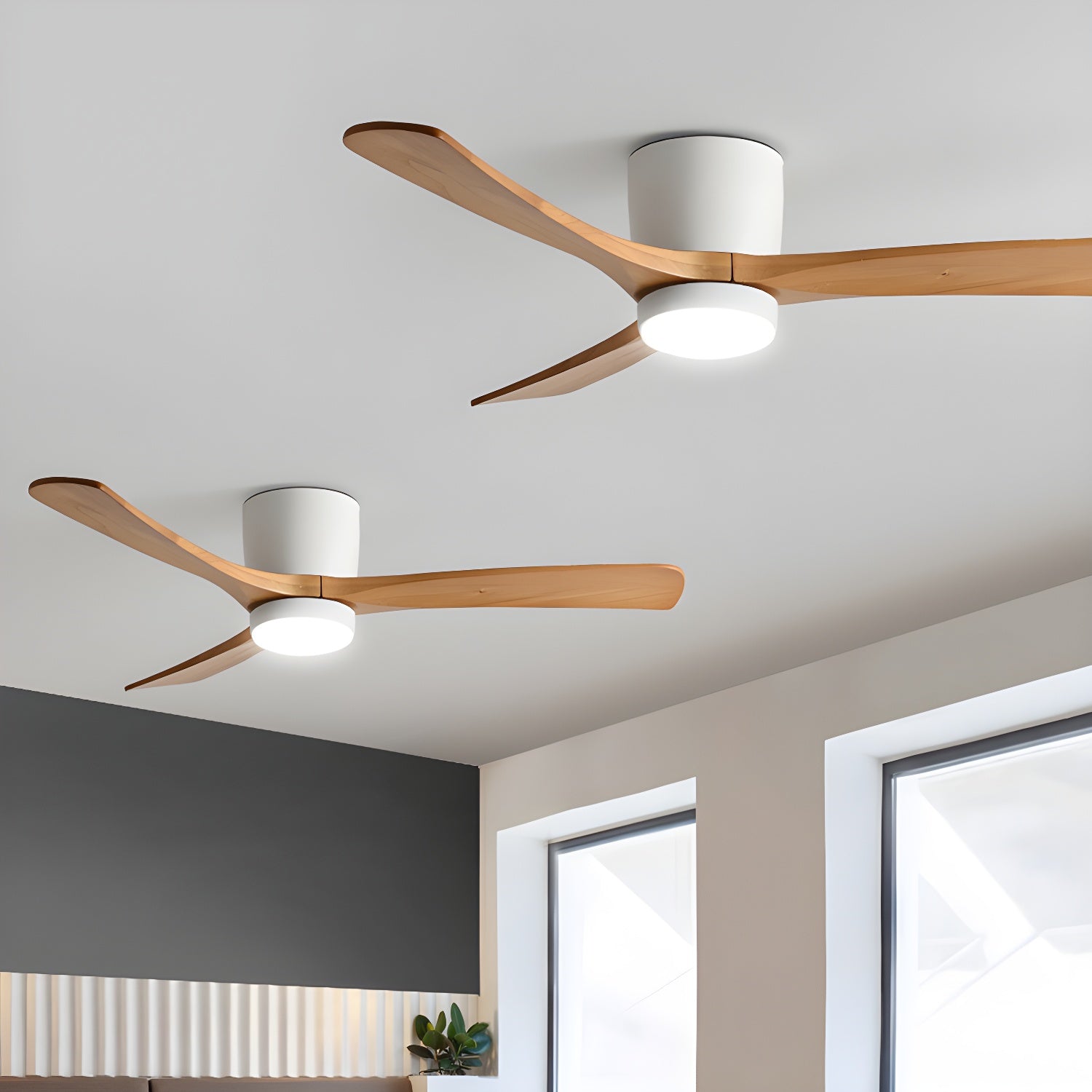 Ventilador De Techo Moderno De Madera - LED Integrado