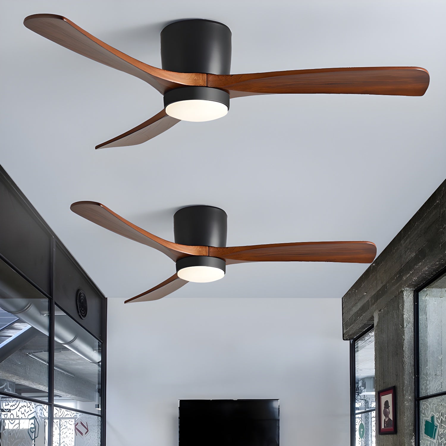 Ventilador De Techo Moderno De Madera - LED Integrado