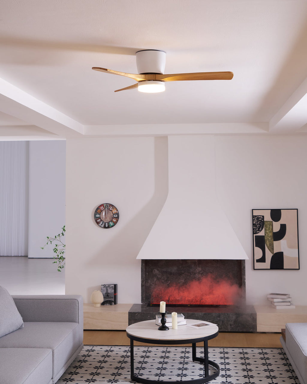 Ventilador De Techo Moderno De Madera - LED Integrado