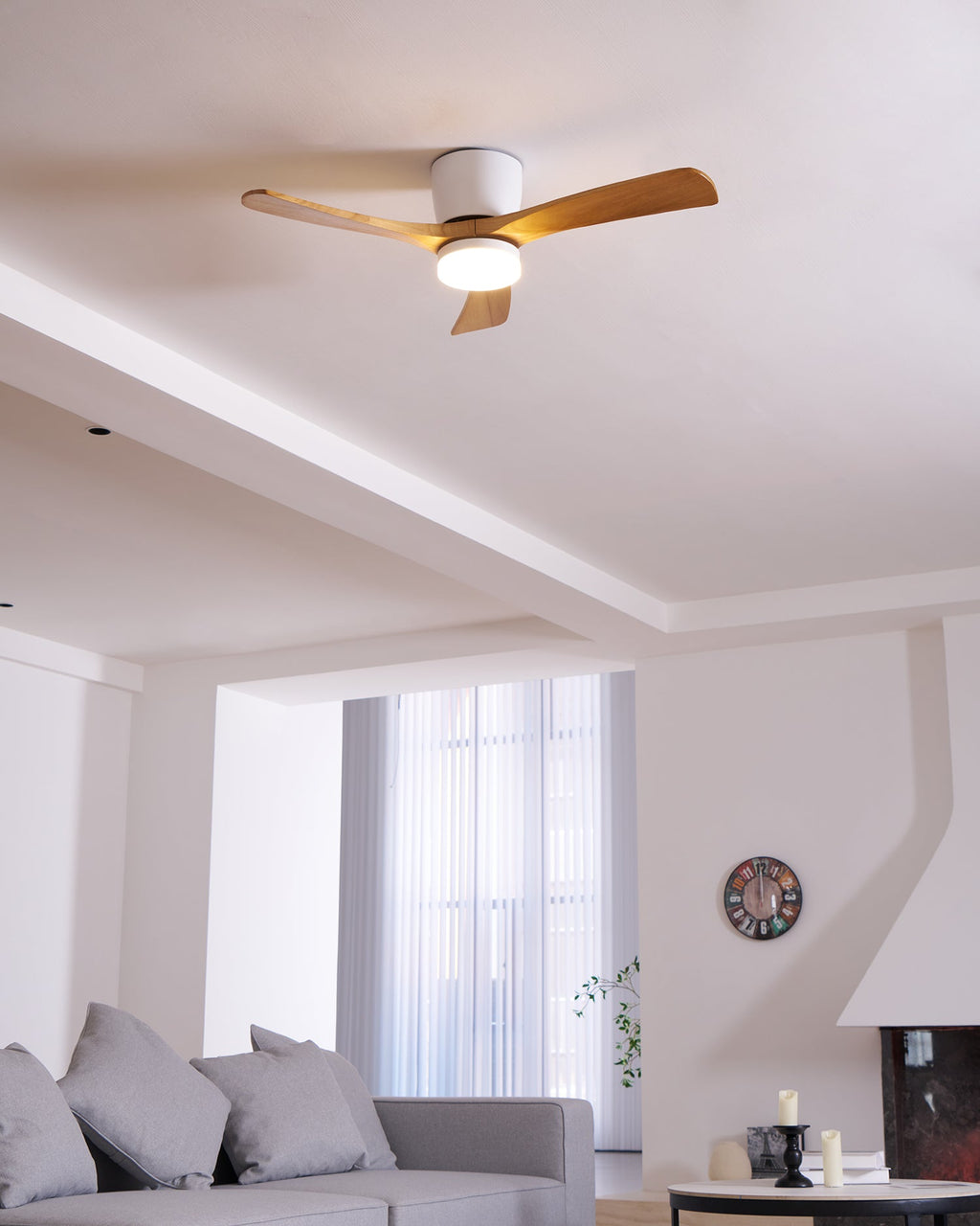 Ventilador De Techo Moderno De Madera - LED Integrado