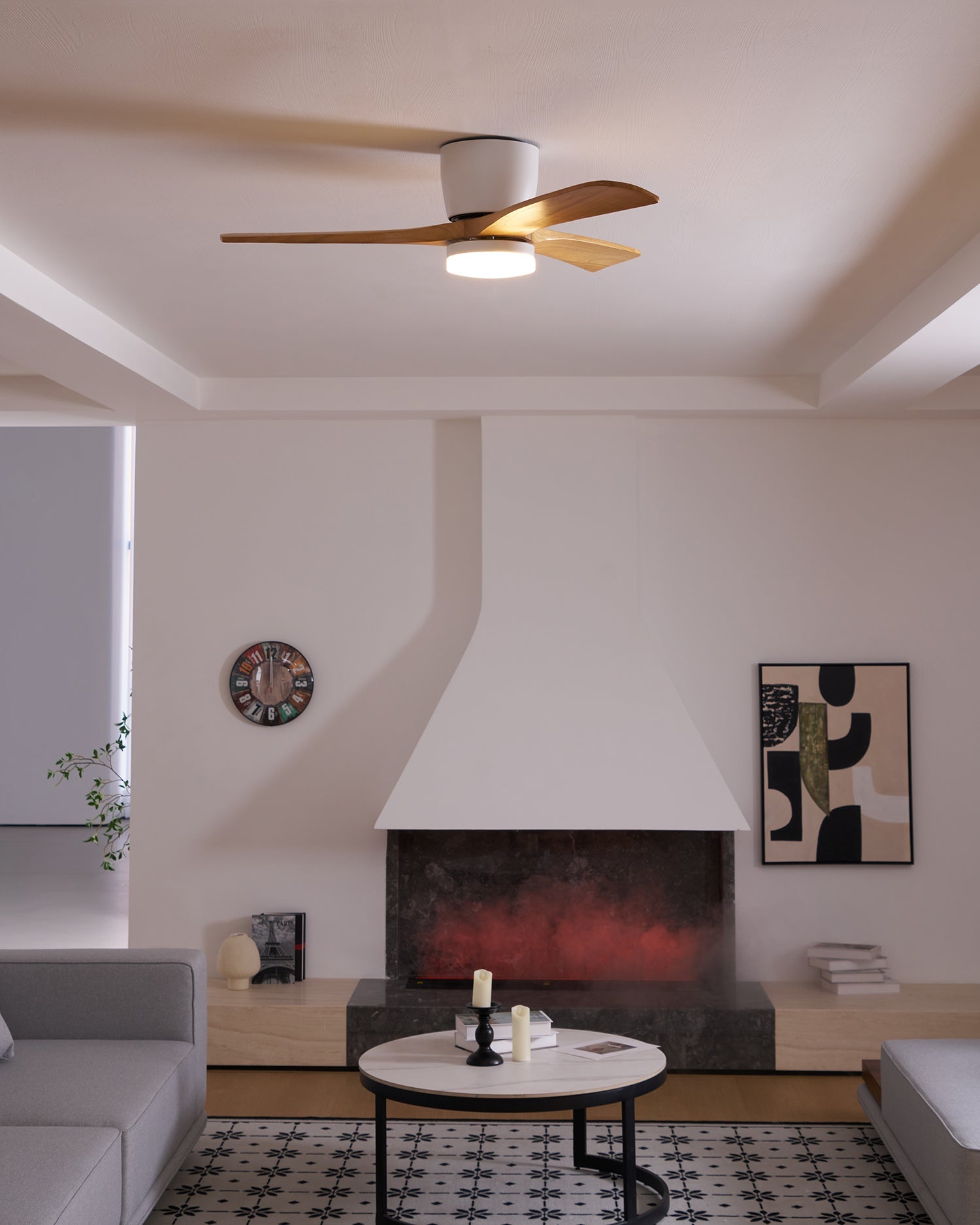Ventilador De Techo Moderno De Madera - LED Integrado