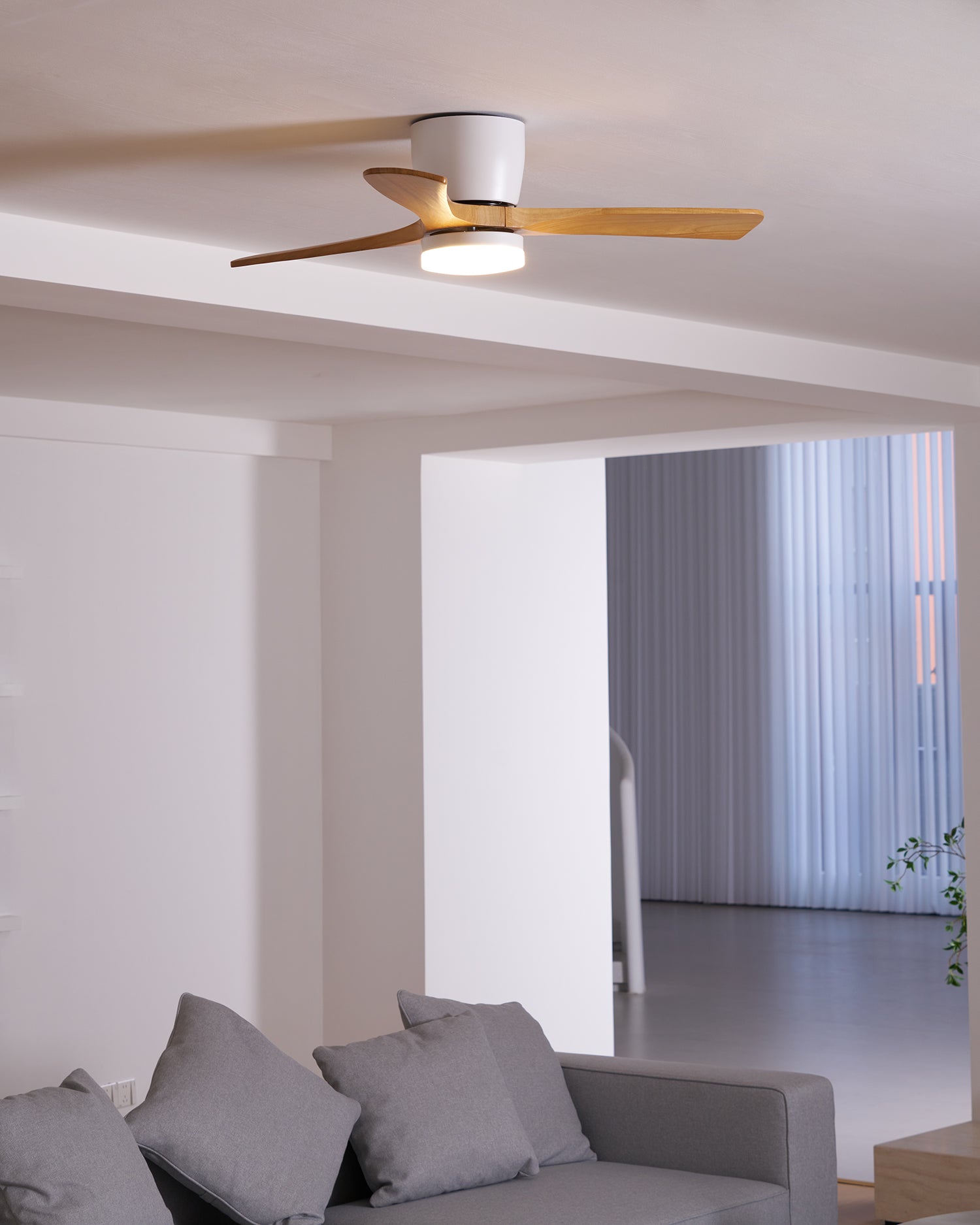 Ventilador De Techo Moderno De Madera - LED Integrado