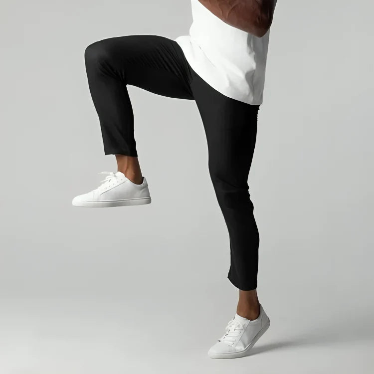 Pantalones chinos para hombre elásticos, con corte ajustado y pierna cónica, en mezcla de algodón, ideales para un look casual elegante 2