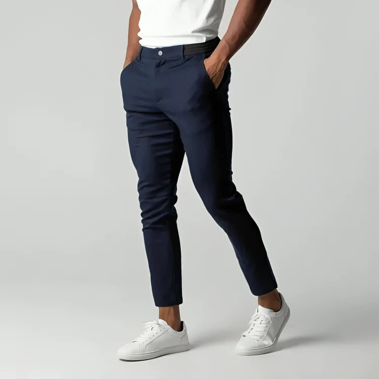 Pantalones chinos para hombre elásticos, con corte ajustado y pierna cónica, en mezcla de algodón, ideales para un look casual elegante 4
