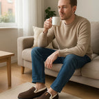 Pantuflas para hombre de lana sintética con diseño de mocasín, ideales para mantener los pies cálidos y cómodos durante el invierno. 1