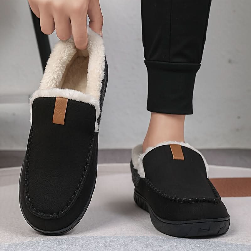 Pantuflas para hombre de lana sintética con diseño de mocasín, ideales para mantener los pies cálidos y cómodos durante el invierno. 5