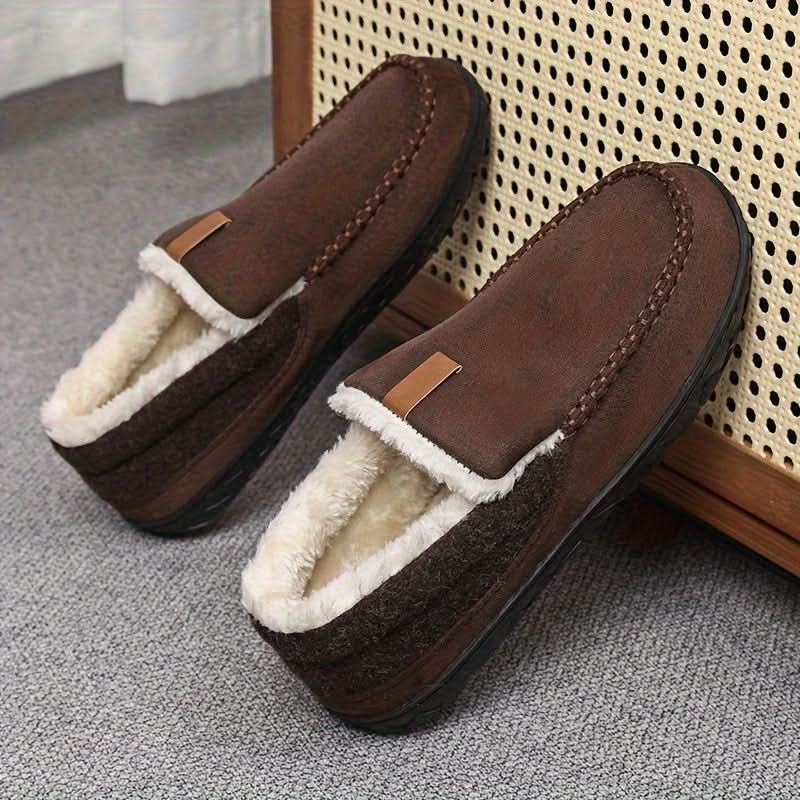 Pantuflas para hombre de lana sintética con diseño de mocasín, ideales para mantener los pies cálidos y cómodos durante el invierno. 6