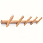 Perchero de pared de roble macizo con diseño minimalista, disponible en varios anchos, ideal para optimizar espacios reducidos. 3