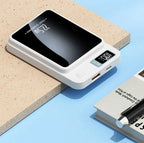 Power Bank ultradelgado de 20000 mAh en colores negro, blanco, morado y verde, con diseño compacto y carcasa resistente, 8