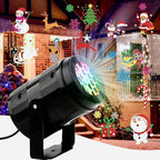 Proyector LED Navideño con 16 Patrones para Interiores y Exteriores, ideal para decorar durante las fiestas, con alimentación USB para 2