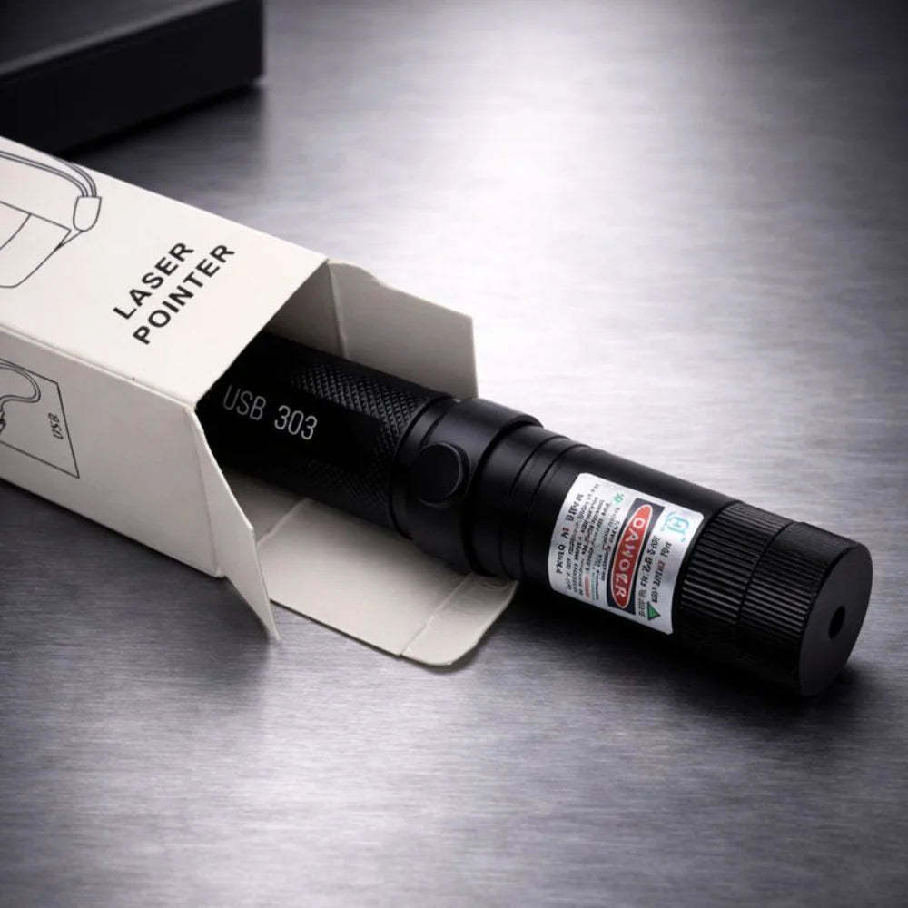 Puntero láser recargable con enfoque ajustable y haz de largo alcance, perfecto para presentaciones y observación de estrellas. 1