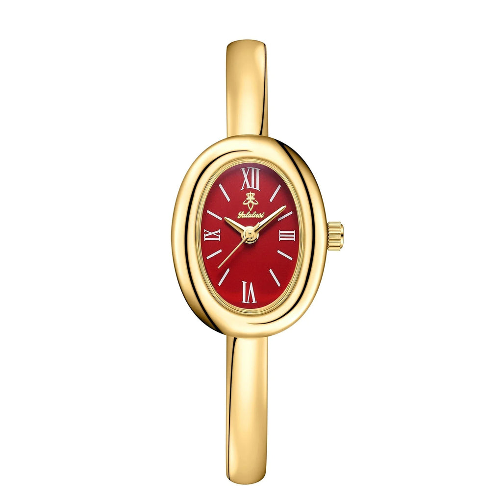 Reloj de mujer minimalista con pulsera de acero inoxidable y acabado dorado, perfecto para uso diario y estilo elegante. 3