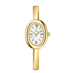 Reloj de mujer minimalista con pulsera de acero inoxidable y acabado dorado, perfecto para uso diario y estilo elegante. 7