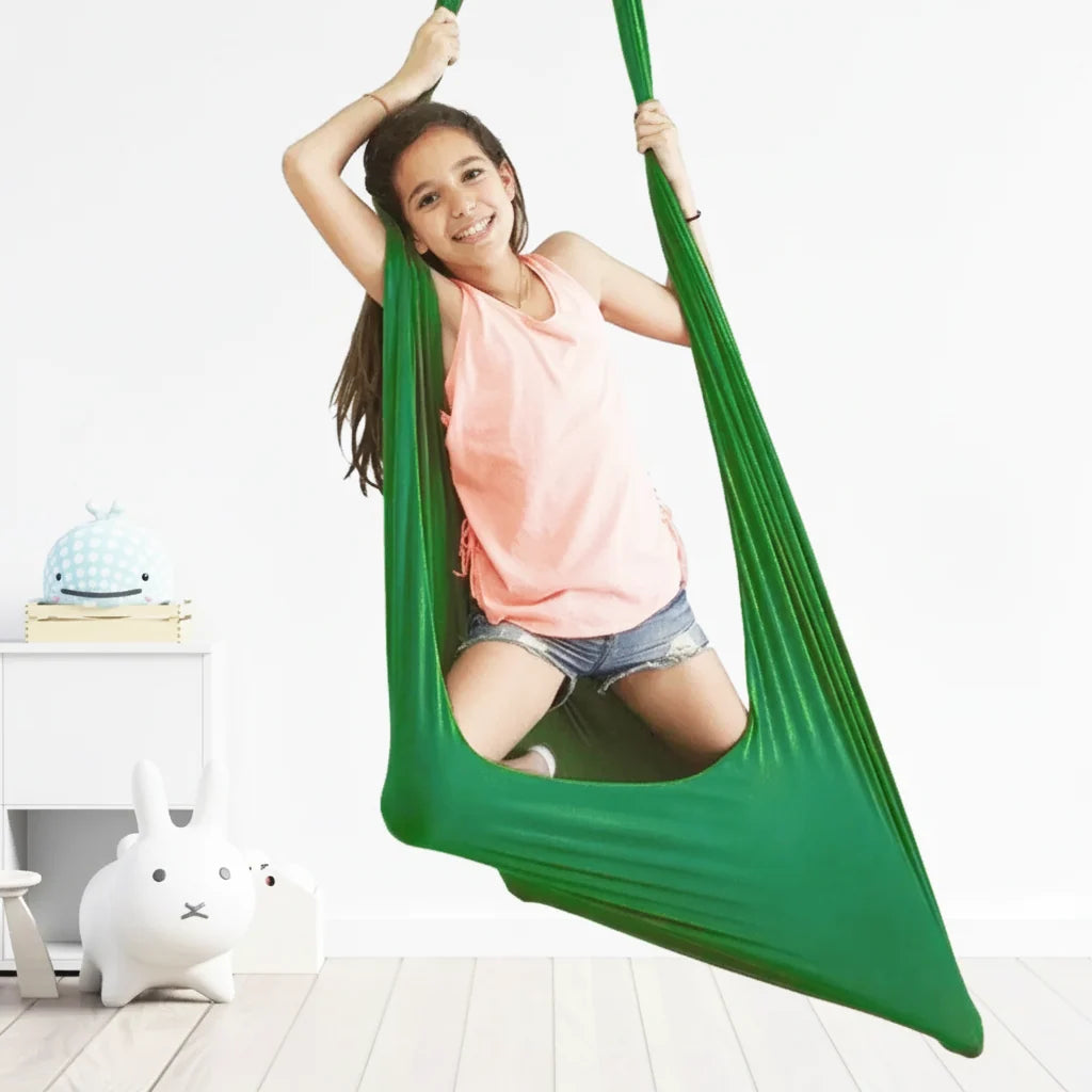 Silla hamaca infantil colgante estilo capullo, ideal para juego y relajación en interiores, medidas 100 cm x 280 cm. 2