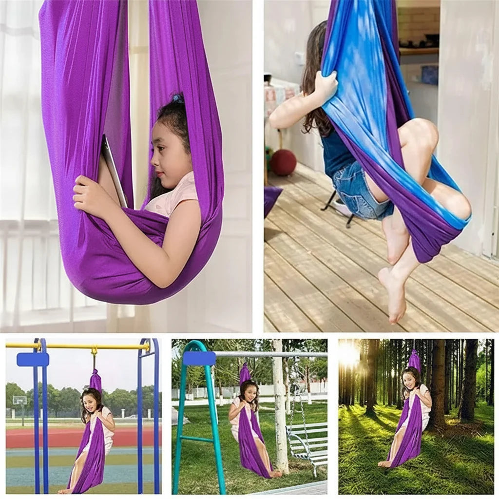 Silla hamaca infantil colgante estilo capullo, ideal para juego y relajación en interiores, medidas 100 cm x 280 cm. 5