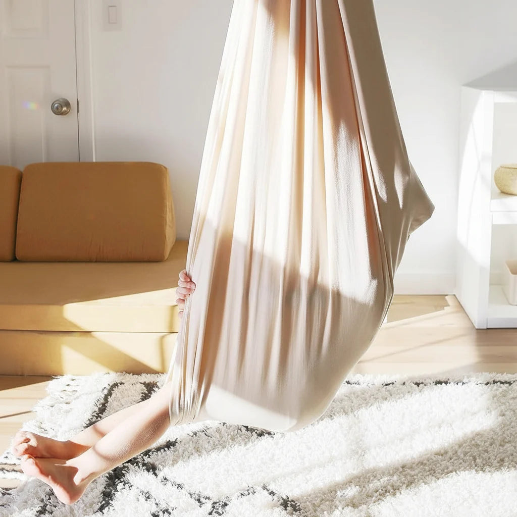 Silla hamaca infantil colgante estilo capullo, ideal para juego y relajación en interiores, medidas 100 cm x 280 cm. 8