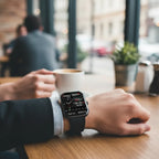 Smartwatch con monitor de salud que incluye seguimiento de presión arterial y glucosa, diseño moderno con correa de silicona y conectividad Bluetooth. 0