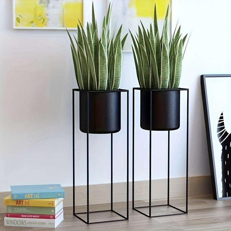 Soporte para plantas interior de metal negro mate, diseño minimalista ideal para macetas pesadas, perfecto para embellecer cualquier espacio. 1