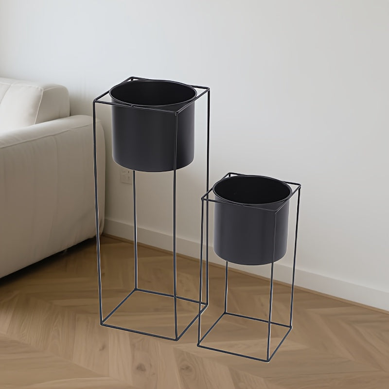 Soporte para plantas interior de metal negro mate, diseño minimalista ideal para macetas pesadas, perfecto para embellecer cualquier espacio. 5