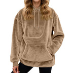 Sudadera mujer con capucha y bolsillo para mascotas, corte holgado en forro polar suave, ideal para paseos con tu mascota y comodidad en 1