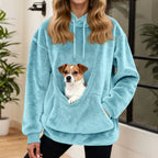 Sudadera mujer con capucha y bolsillo para mascotas, corte holgado en forro polar suave, ideal para paseos con tu mascota y comodidad en 10
