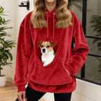 Sudadera mujer con capucha y bolsillo para mascotas, corte holgado en forro polar suave, ideal para paseos con tu mascota y comodidad en 12