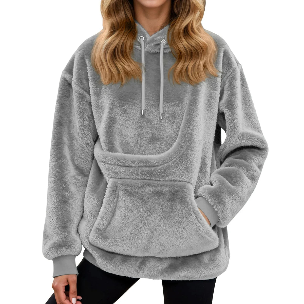 Sudadera mujer con capucha y bolsillo para mascotas, corte holgado en forro polar suave, ideal para paseos con tu mascota y comodidad en 2