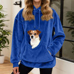 Sudadera mujer con capucha y bolsillo para mascotas, corte holgado en forro polar suave, ideal para paseos con tu mascota y comodidad en 7