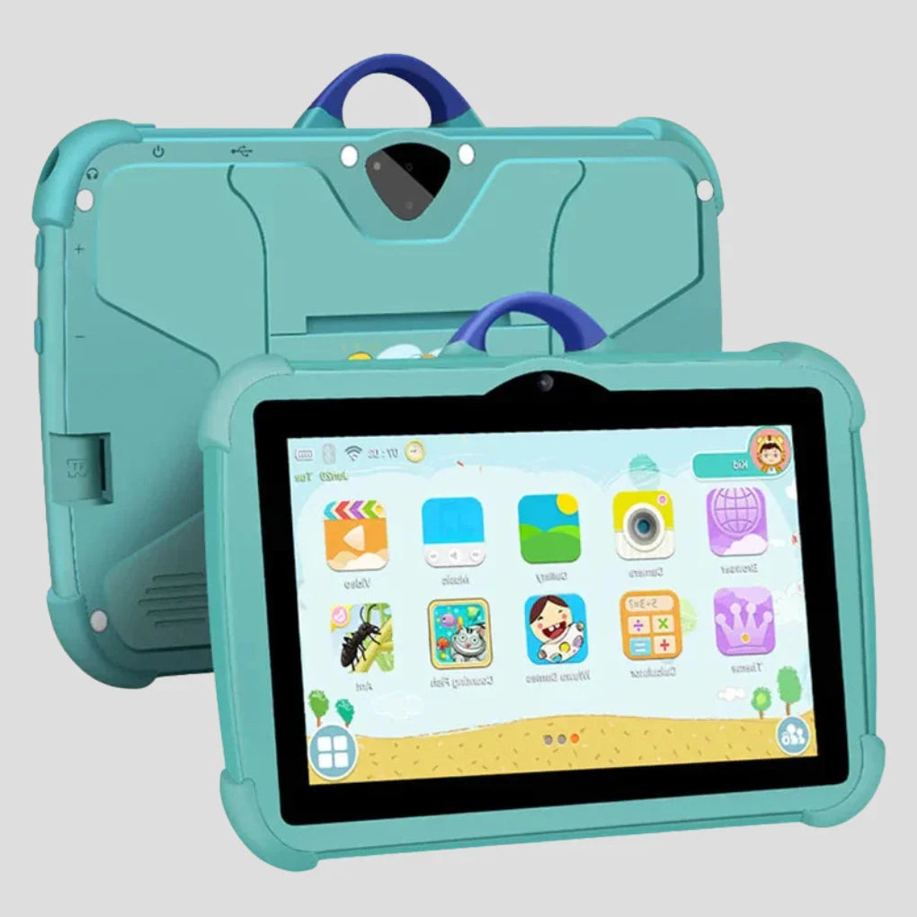 Tableta Android para niños de 7 pulgadas con pantalla IPS, control parental y funda protectora, ideal para el aprendizaje y el entretenimiento infantil. 0