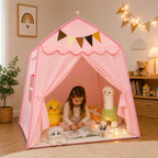 Tienda de juegos infantil colgante con diseño plegable, fabricada en tela suave de estilo moderno en tonos neutros, ideal para crear un 0