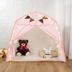 Tienda de juegos infantil colgante con diseño plegable, fabricada en tela suave de estilo moderno en tonos neutros, ideal para crear un 6