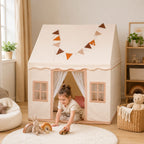 Tienda de juegos infantil plegable de algodón con diseño neutro, ideal para interiores, perfecta para crear un espacio de juego acogedor y divertido para 0