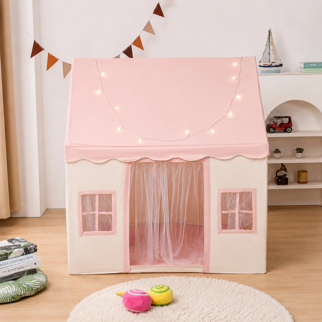 Tienda de juegos infantil plegable de algodón con diseño neutro, ideal para interiores, perfecta para crear un espacio de juego acogedor y divertido para 6