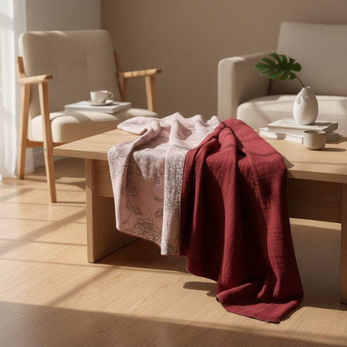 Manta reversible floral - Algodón