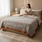 Manta reversible floral - Algodón