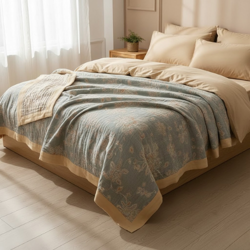 Manta reversible floral - Algodón