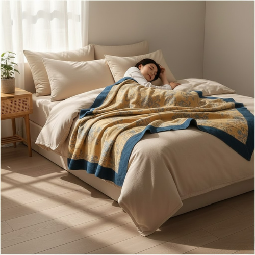 Manta reversible floral - Algodón