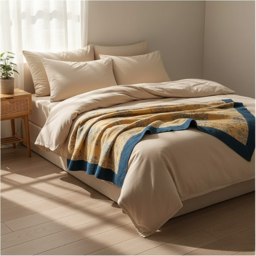 Manta reversible floral - Algodón