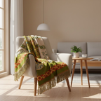 Manta floral con borlas - Algodón