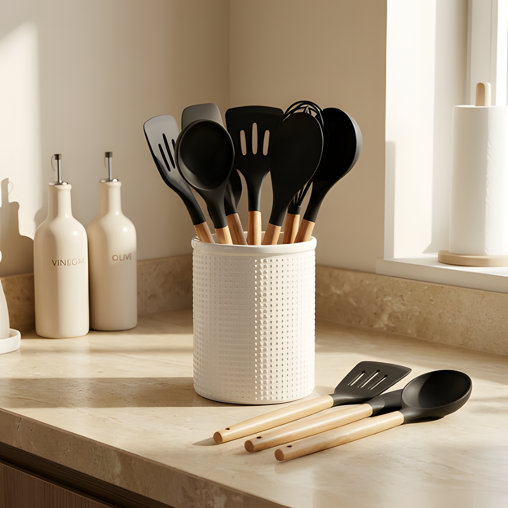 Juego de utensilios de silicona Purewood - Utensilios de cocina