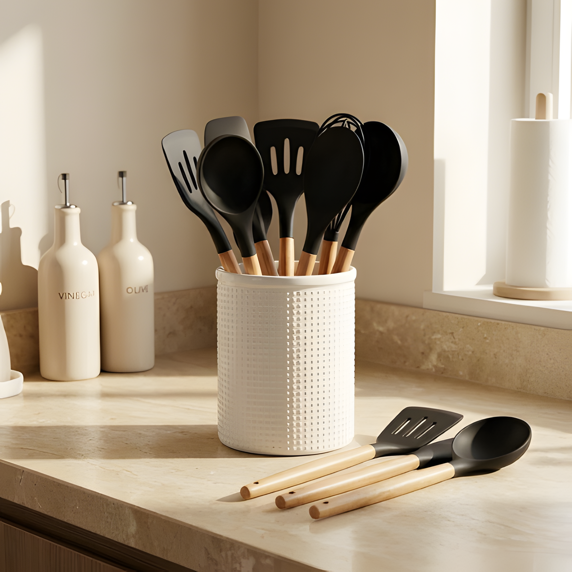 Juego de utensilios de silicona Purewood - Utensilios de cocina