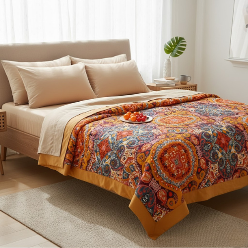 Colcha bohemia con estampado de cachemira - Edredón