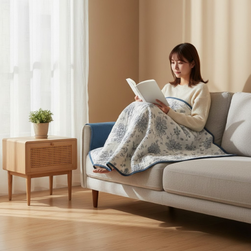 Manta reversible floral - Algodón