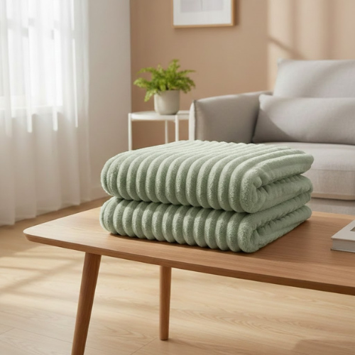 Manta cálida de felpa a rayas - Invierno