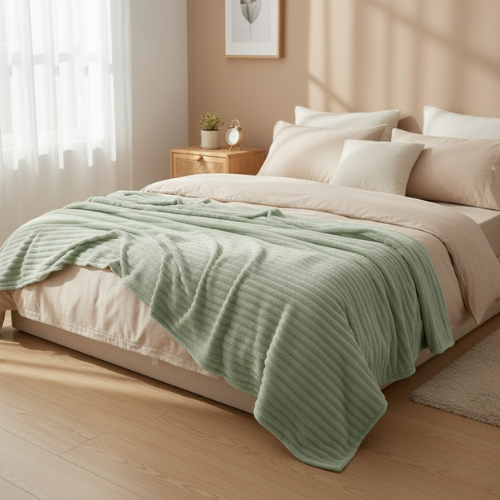 Manta cálida de felpa a rayas - Invierno