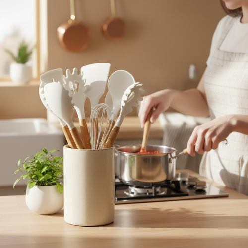 Juego de utensilios de silicona Purewood - Utensilios de cocina